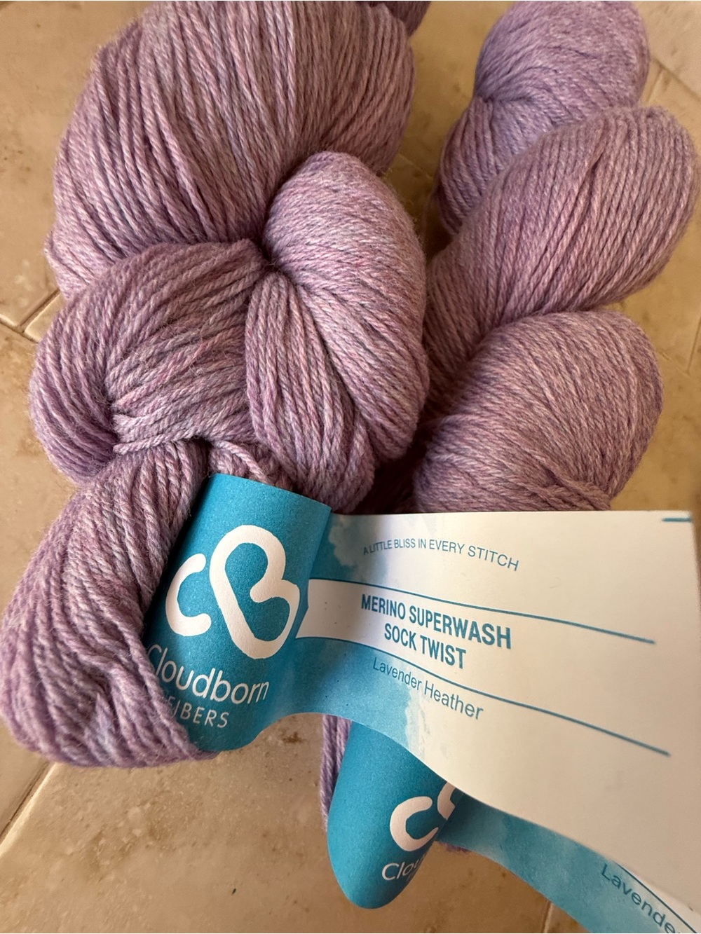 Cloudborn Fibers Merino Superwash Sock Twist Yarn - Lavender Heather